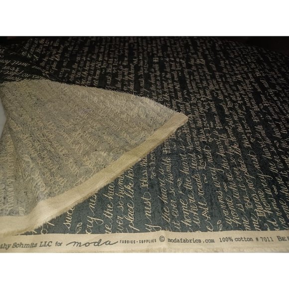 Fabric Remnant "Home" by Kathy Schmitz LLC 20" x 48" Black & Tan - Picture 2 of 3